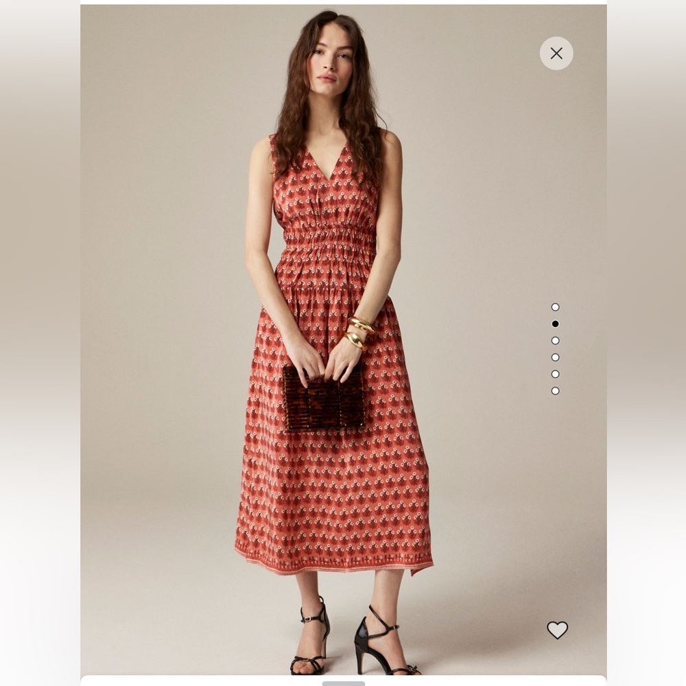 J Crew Hyacinth midi dress in block-print crepe de chine CJ486 NWT SZ S